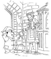 coloriage l ours paddington et le garde de la reine